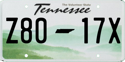 TN license plate Z8017X