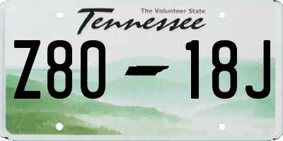 TN license plate Z8018J