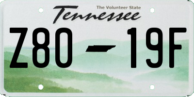 TN license plate Z8019F