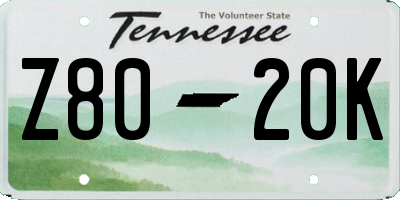 TN license plate Z8020K