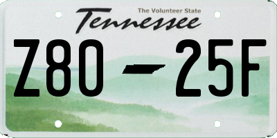 TN license plate Z8025F