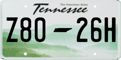 TN license plate Z8026H