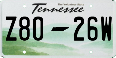 TN license plate Z8026W