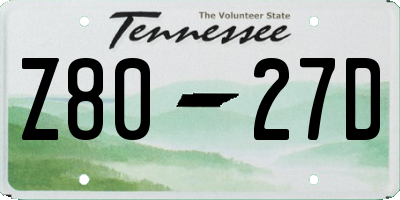 TN license plate Z8027D