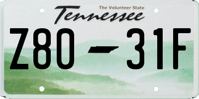 TN license plate Z8031F