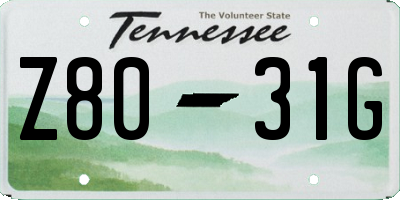 TN license plate Z8031G