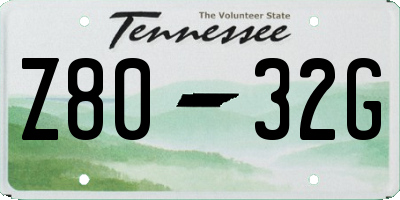TN license plate Z8032G