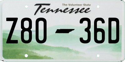 TN license plate Z8036D