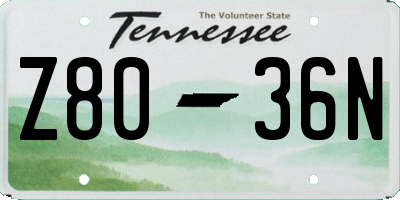 TN license plate Z8036N
