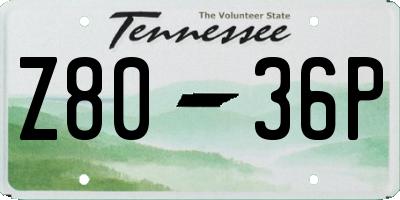 TN license plate Z8036P