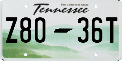 TN license plate Z8036T