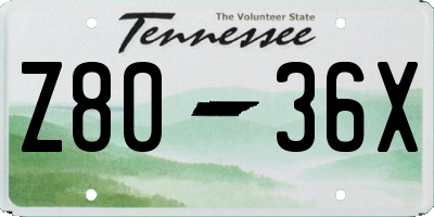 TN license plate Z8036X