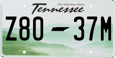 TN license plate Z8037M