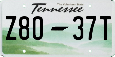 TN license plate Z8037T
