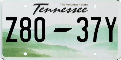 TN license plate Z8037Y