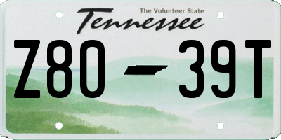 TN license plate Z8039T