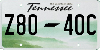 TN license plate Z8040C