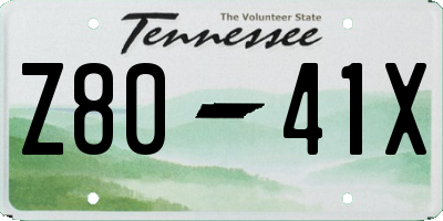 TN license plate Z8041X