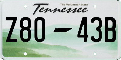 TN license plate Z8043B