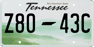 TN license plate Z8043C