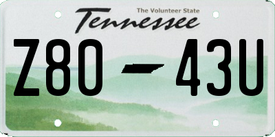 TN license plate Z8043U