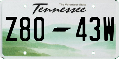 TN license plate Z8043W