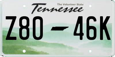 TN license plate Z8046K