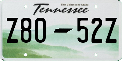 TN license plate Z8052Z