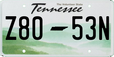 TN license plate Z8053N