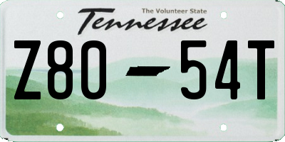 TN license plate Z8054T