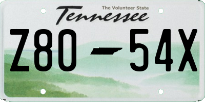 TN license plate Z8054X