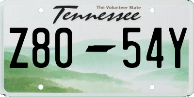 TN license plate Z8054Y