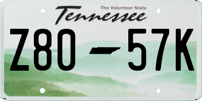 TN license plate Z8057K