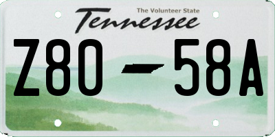 TN license plate Z8058A