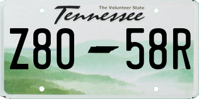 TN license plate Z8058R