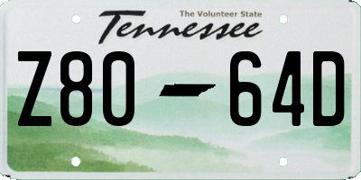 TN license plate Z8064D