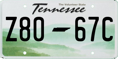 TN license plate Z8067C