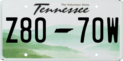 TN license plate Z8070W