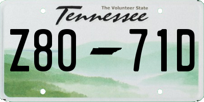 TN license plate Z8071D