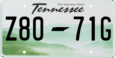 TN license plate Z8071G