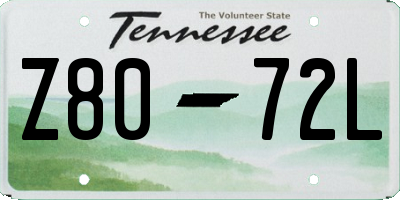 TN license plate Z8072L