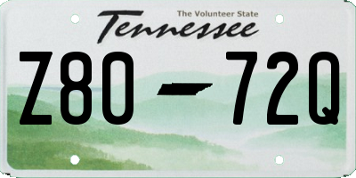 TN license plate Z8072Q