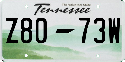 TN license plate Z8073W