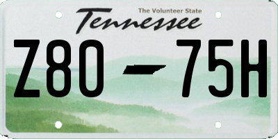 TN license plate Z8075H