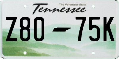 TN license plate Z8075K
