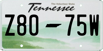 TN license plate Z8075W