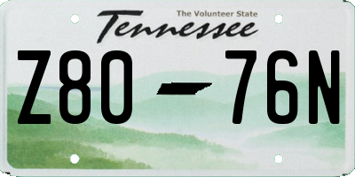 TN license plate Z8076N