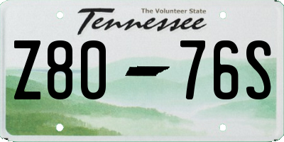 TN license plate Z8076S