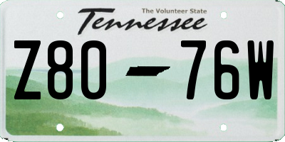 TN license plate Z8076W