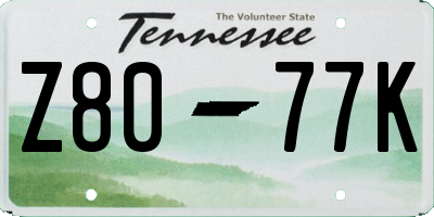 TN license plate Z8077K